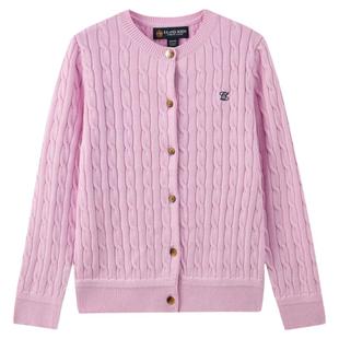 【29%绵羊毛】eland kids衣恋童装女童针织开衫2025年秋绞花毛衣