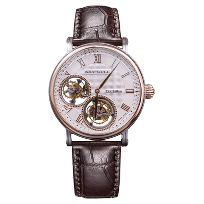 海鸥双陀飞轮18K玫瑰金男士手表