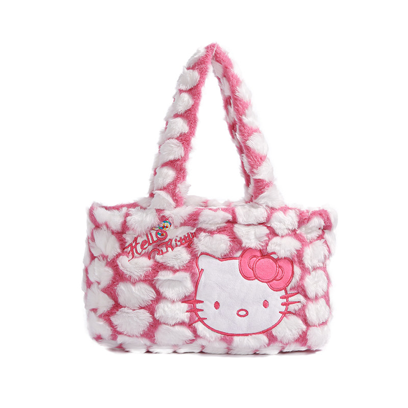 可爱HelloKitty凯蒂猫毛绒包包女2025秋冬新款潮大容量通勤单肩包