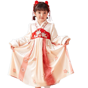 巴拉巴拉童装儿童汉服连衣裙女童小童新中式春秋装国风甜宝宝加绒