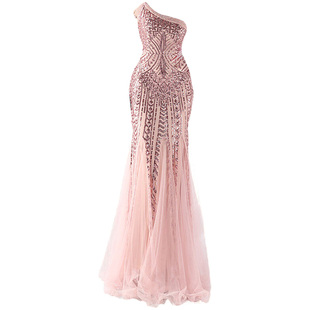 晚礼服女高级感主持人高端大气气质名媛轻奢斜肩鱼尾长款连衣裙子