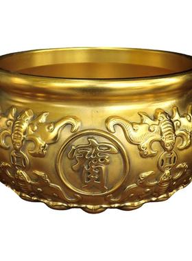 黄铜加厚聚宝盆客厅招财中式摆件