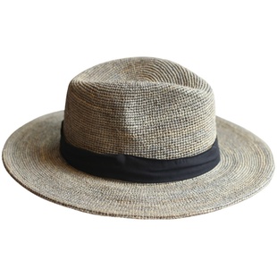 巴拿马礼帽手钩拉菲草帽女夏季遮阳防晒海边出游牛仔草帽英伦户外