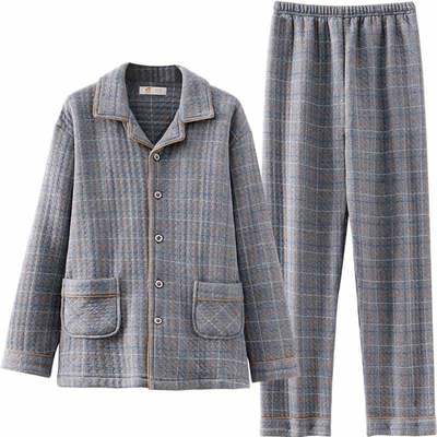 男士秋季加厚款长袖夹棉家居服