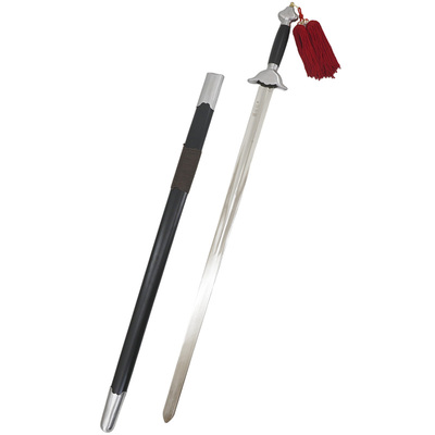 武术规定剑表演剑弹簧钢软剑响剑黑色剑鞘送超短剑穗背包未开刃