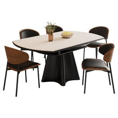 岩板餐桌椅组合现代简约2025新款家用小户型伸缩折叠餐桌可变圆桌