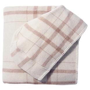 Maje Outlets秋冬女士法式复古棉羊毛混纺格纹缝制收边披肩围巾