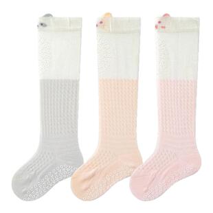 婴儿袜子夏季薄款防蚊袜宝宝长筒过膝防滑袜无骨婴幼儿爬行长筒袜