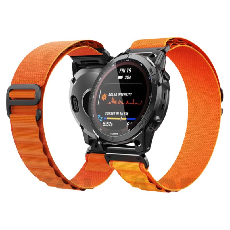 AKGLEADER高山尼龙手表带适用于佳明Garmin飞耐时Fenix8/7/Fenix5XForerunner 945/955/965手表回环编织表带