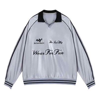 BJHG银色V领卫衣秋季女款长袖T恤