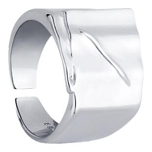 时尚褶皱素圈开口戒指女ins冷淡风小众嘻哈食指戒网红爆款对戒指