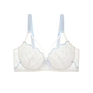 奶糖女孩大胸显小内衣夏薄款小泡芙全罩杯文胸防凸点性感蕾丝胸罩