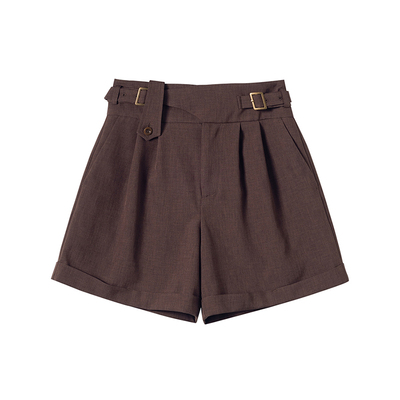 三所短裤高腰vintage阔腿裤