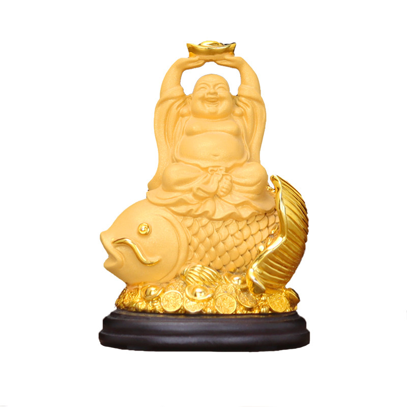 绒沙金弥勒佛笑佛乐佛大肚佛神像招财摆件聚宝盆龙龟鱼客厅装饰品