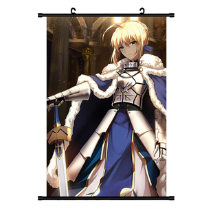 Fate吾王SABER/婚纱花嫁动漫卷轴挂画布画二次元装饰海报贞德定制