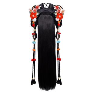 古风汉服假发包饰品可爱甜美少女长直发披发冬季毛茸兔耳发饰百搭