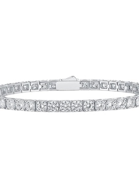 S925银莫桑石网球手链手镯女 新款男女士银镀金跨境热卖手链现货