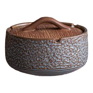 创意蒸蒸日上烟灰缸陶瓷带盖防飞灰家用客厅茶桌中式办公室大烟缸