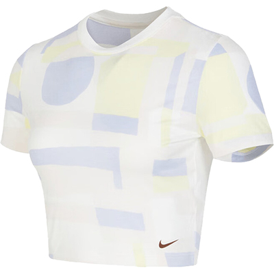 Nike/耐克 正品夏季女士高腰透气休闲运动短袖T恤FJ7713-133