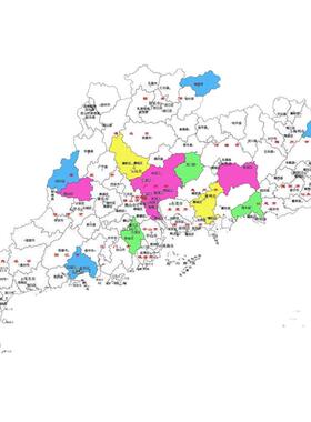 全国市级地图手绘填色装饰画