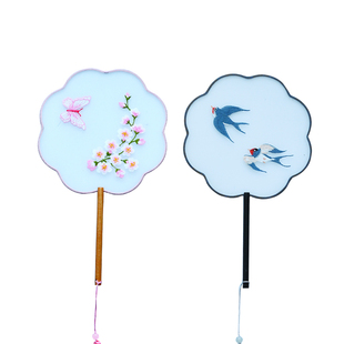 舞蹈专用团扇跳舞扇子中国风古风双面绣刺绣团扇汉服旗袍青花瓷