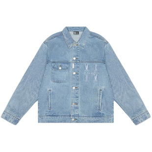 MEDM国潮刺绣牛仔外套男女短款潮牌春秋宽松街头复古情侣夹克上衣