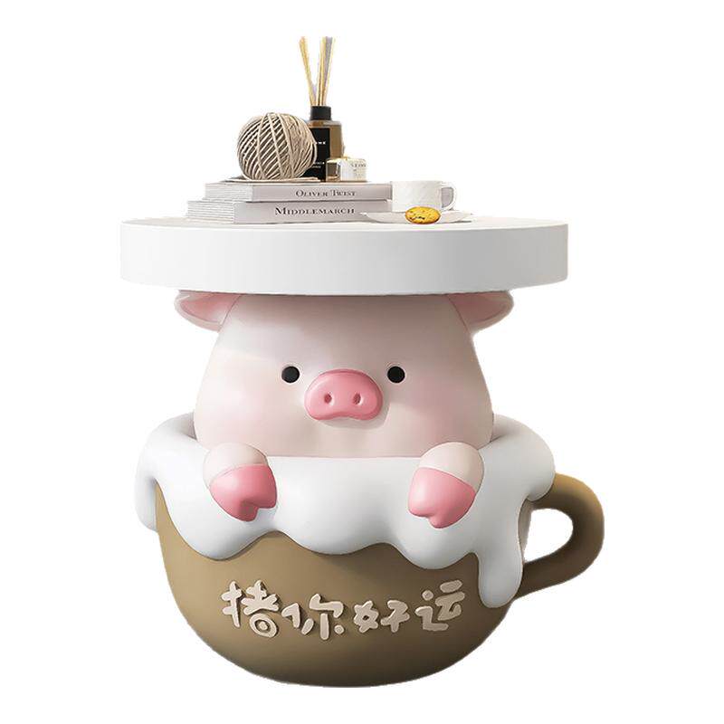 耐仕达奶油风小猪沙发边几存钱罐