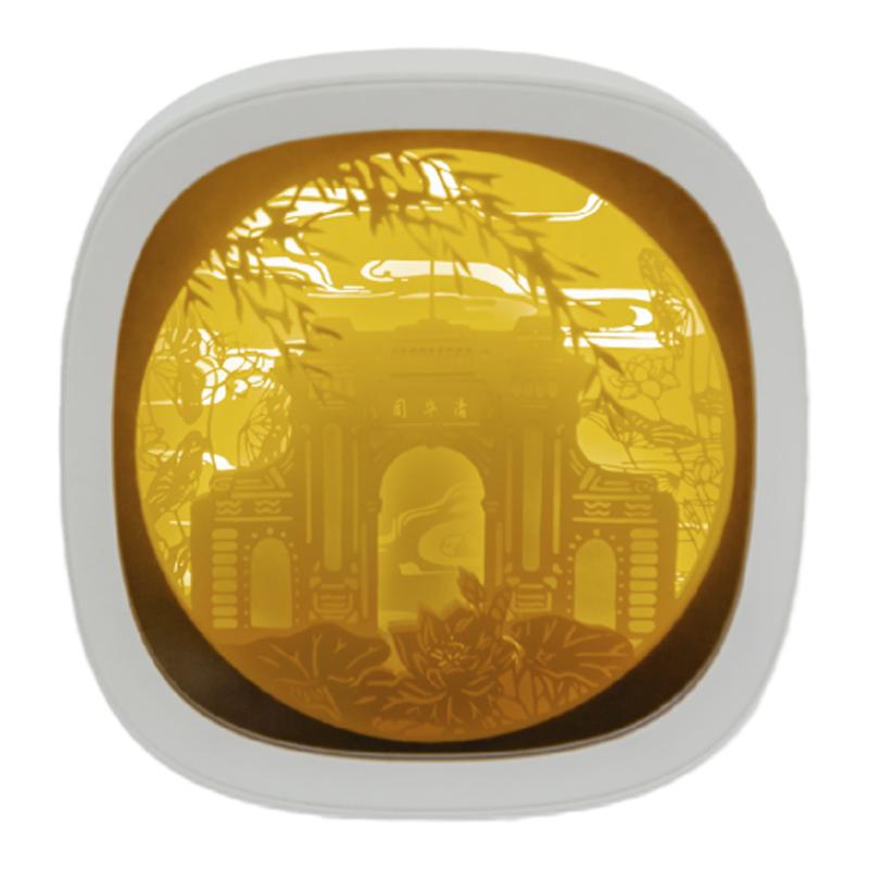 博物馆奇妙物创意清华二校门3D光影镜面纸雕灯卧室床头装饰小夜灯
