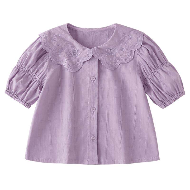 杰里贝比女孩纯棉短袖夏装薄款儿童新款衣服夏时尚女童洋气小衬衫