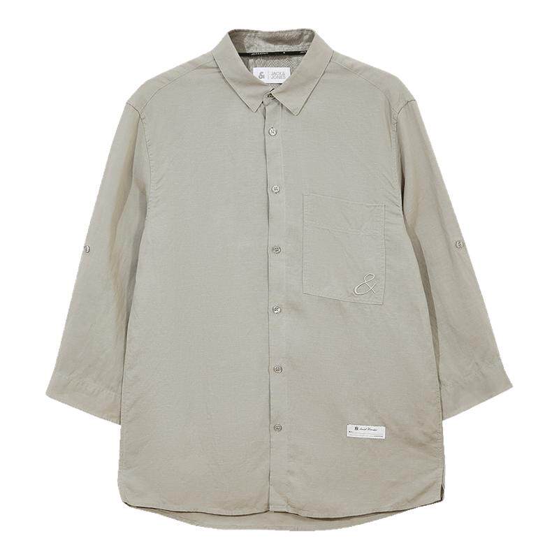 【衬衫清仓】杰克琼斯夏季男士衬衫透气舒适百搭休闲长袖衬衣男装