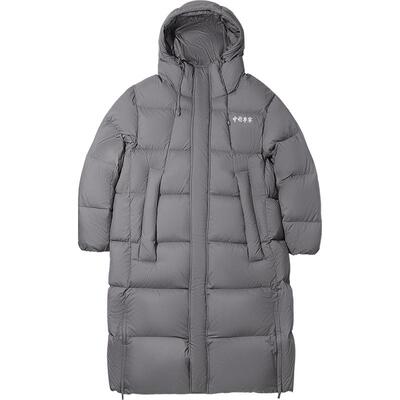 李宁防泼水宽松连帽男长羽绒服