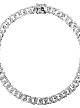 iceout diamond cuban chain hiphop白金色满钻古巴锁骨项链手链