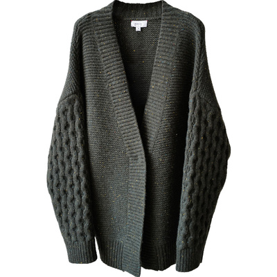 设计师原创彩点绞花外套女