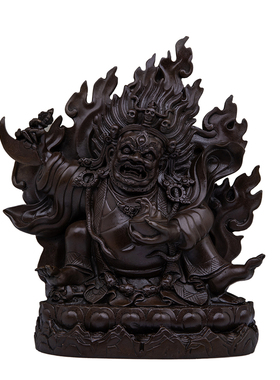 藏传黄铜大黑天财神护法摆件