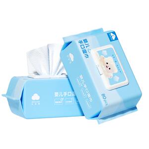 芷雨婴儿纯水湿巾纸新生儿手口专用宝宝幼童大包装80抽家用湿纸巾