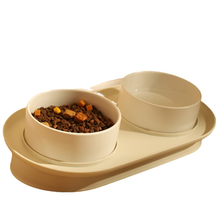 猫碗陶瓷双碗猫咪食碗狗狗食盆宠物喝水斜口防打翻不黑下巴猫粮碗