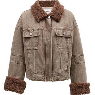 【ONLY奥莱】春季新款复古纯棉落肩牛仔棉服外套女