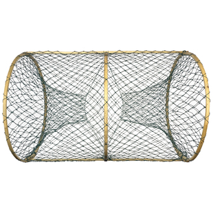 捕鱼花篮自动折叠圆形竹笼两头通鱼篮黑鱼笼鲫鱼笼甲鱼笼鳖笼渔网