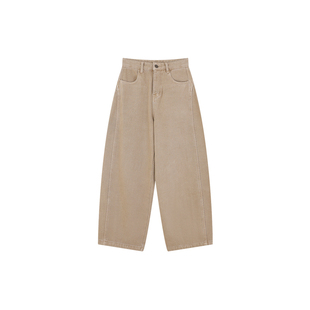 姜雯'卡其弯刀裤'版型超好看的加绒高腰阔腿牛仔裤2025新款女冬