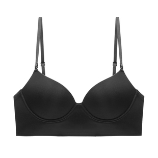 mimi fantasyU型美背内衣女新款无痕细肩带黑色挂脖隐形露背文胸