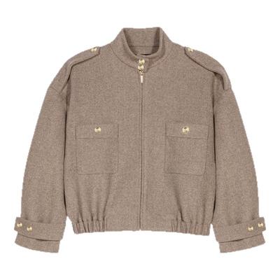 Maje法式时尚羊毛混纺立领外套