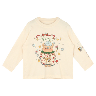 大耳象女童动物印花T恤2026春季新款宝儿纯棉休闲百搭长袖上衣