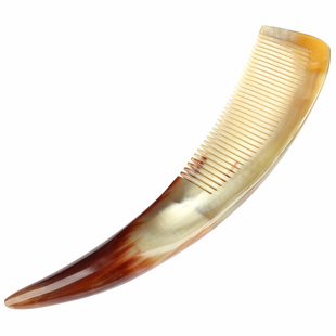 加厚天然牦牛角筒梳加长特大牛角梳家用长发按摩梳子刻字老角礼品