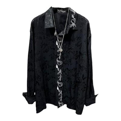 时尚印花中国风刺绣宽松痞帅衬衫