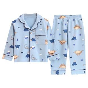 儿童睡衣春秋纯棉男童a类全棉家居服睡裤新款春季男孩开衫宝宝