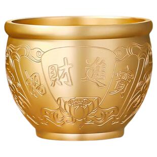 黄铜米缸聚财招财进宝百福缸聚宝盆客厅店铺办公室纯黄铜守财摆件