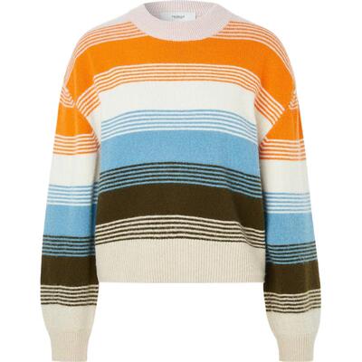 【折扣】Pringle of Scotland女秋冬圆领撞色条纹嵌花羊毛毛衣