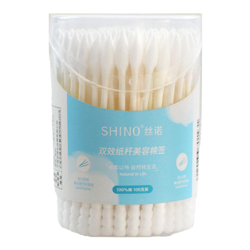 丝诺纸棉签双头螺旋掏耳化妆