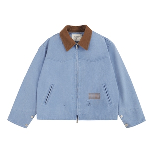 ATRY刺绣夹克外套女春秋季国潮牌美式复古情侣宽松拼接撞色上衣男