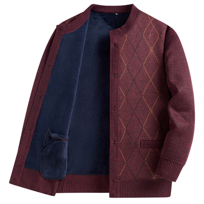 中老年人圆领毛衣保暖加绒厚款